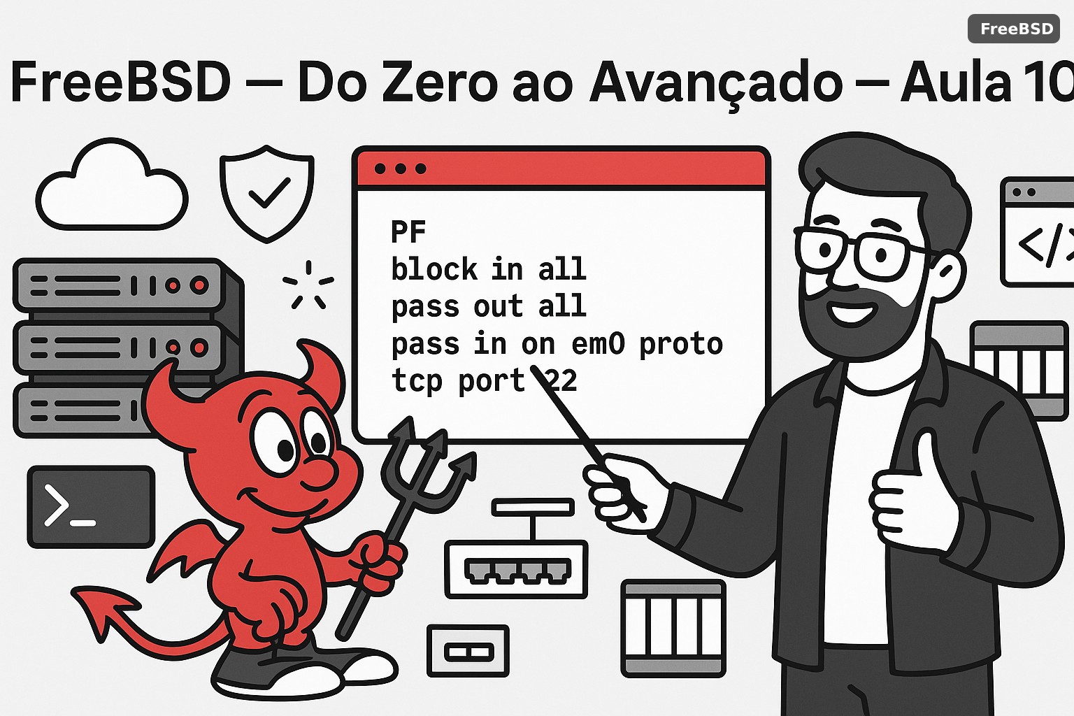 Aula 10: Redes no FreeBSD — configuração completa de interfaces